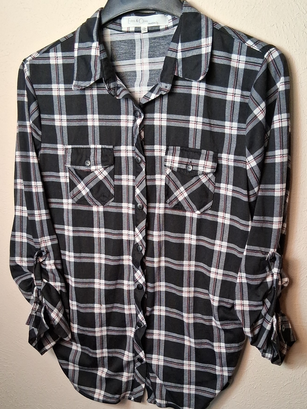 Maternity Eden & Olivia Black and White Plaid Button-Down Shirt